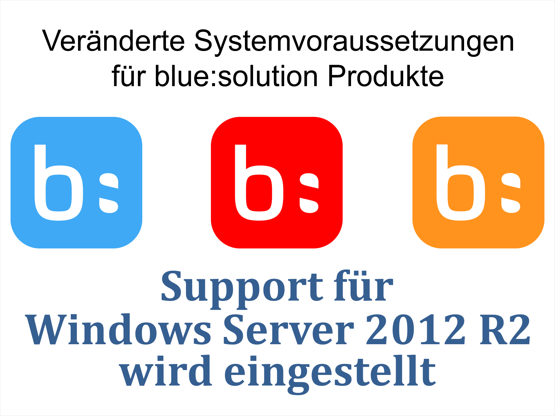 Veränderte Systemvoraussetzungen für blue:solution Produkte